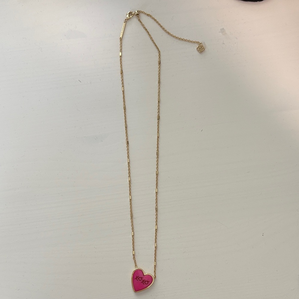 Kendra Scott Gold Necklace with Pink Heart Pendant